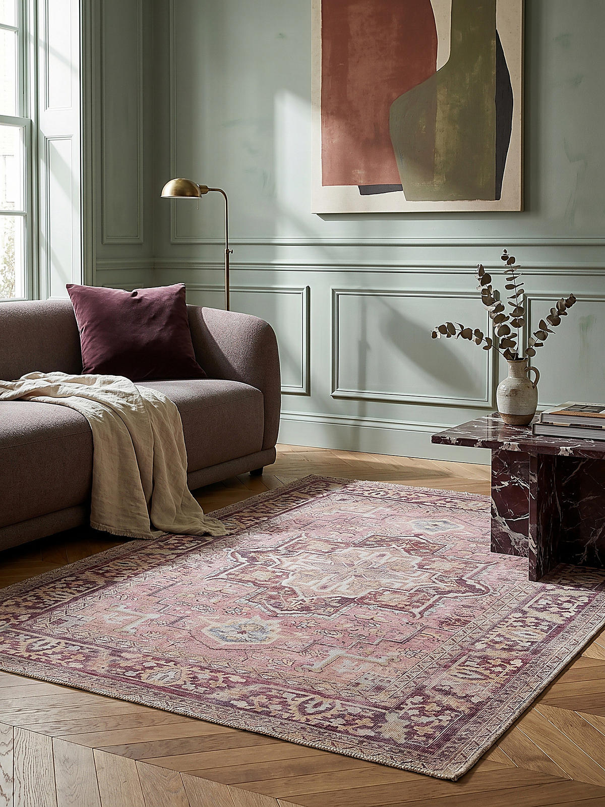 TEPPICH maschinenwaschbar Vintage-Design, recycelt HALD, Rosa 120x170 cm - Rosa, Textil (170/120cm) - KADIMA DESIGN