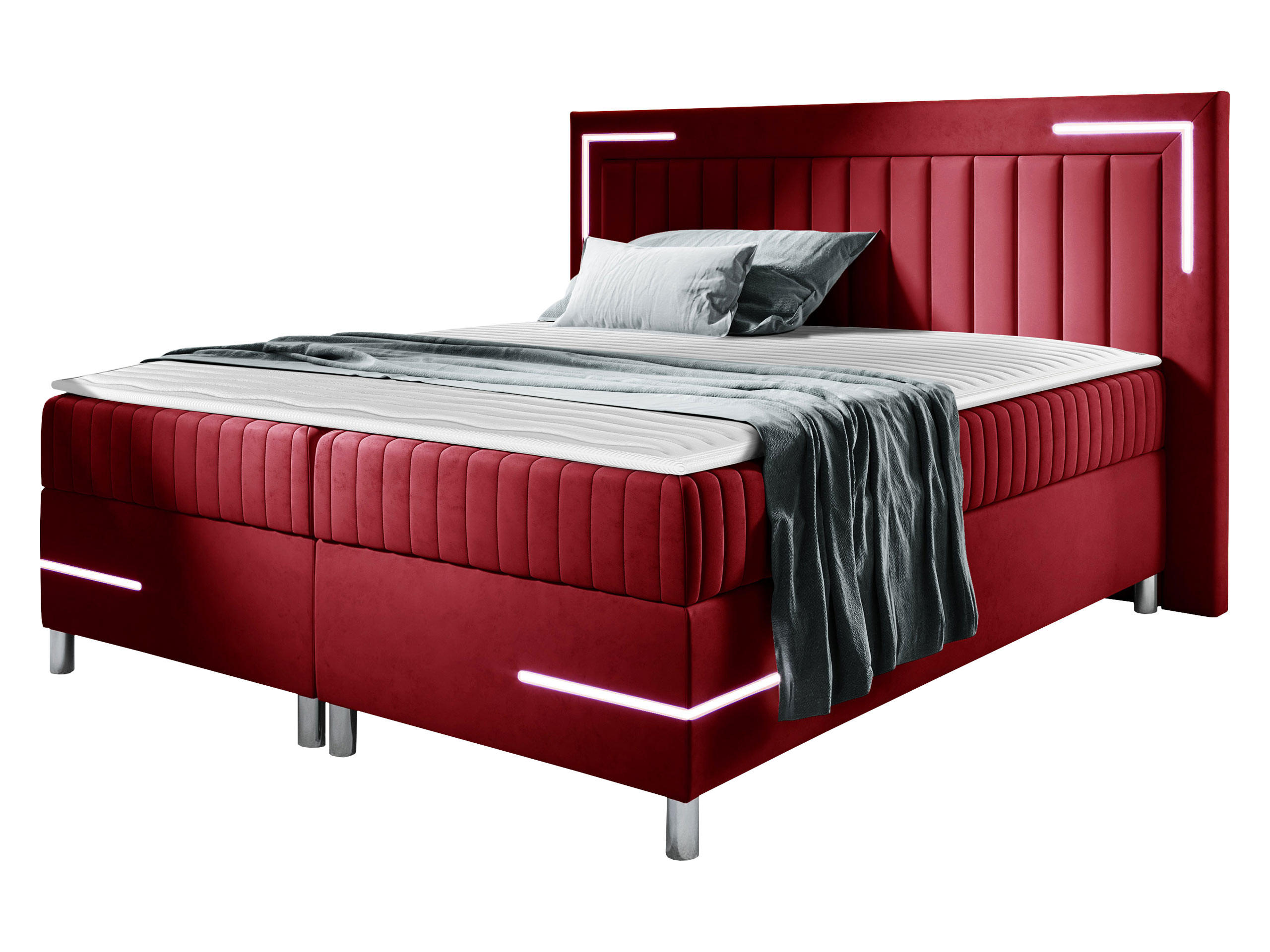 BOXBETT Tenosi 3 LED - Rot, Holz (180/200cm) - MIRJAN24
