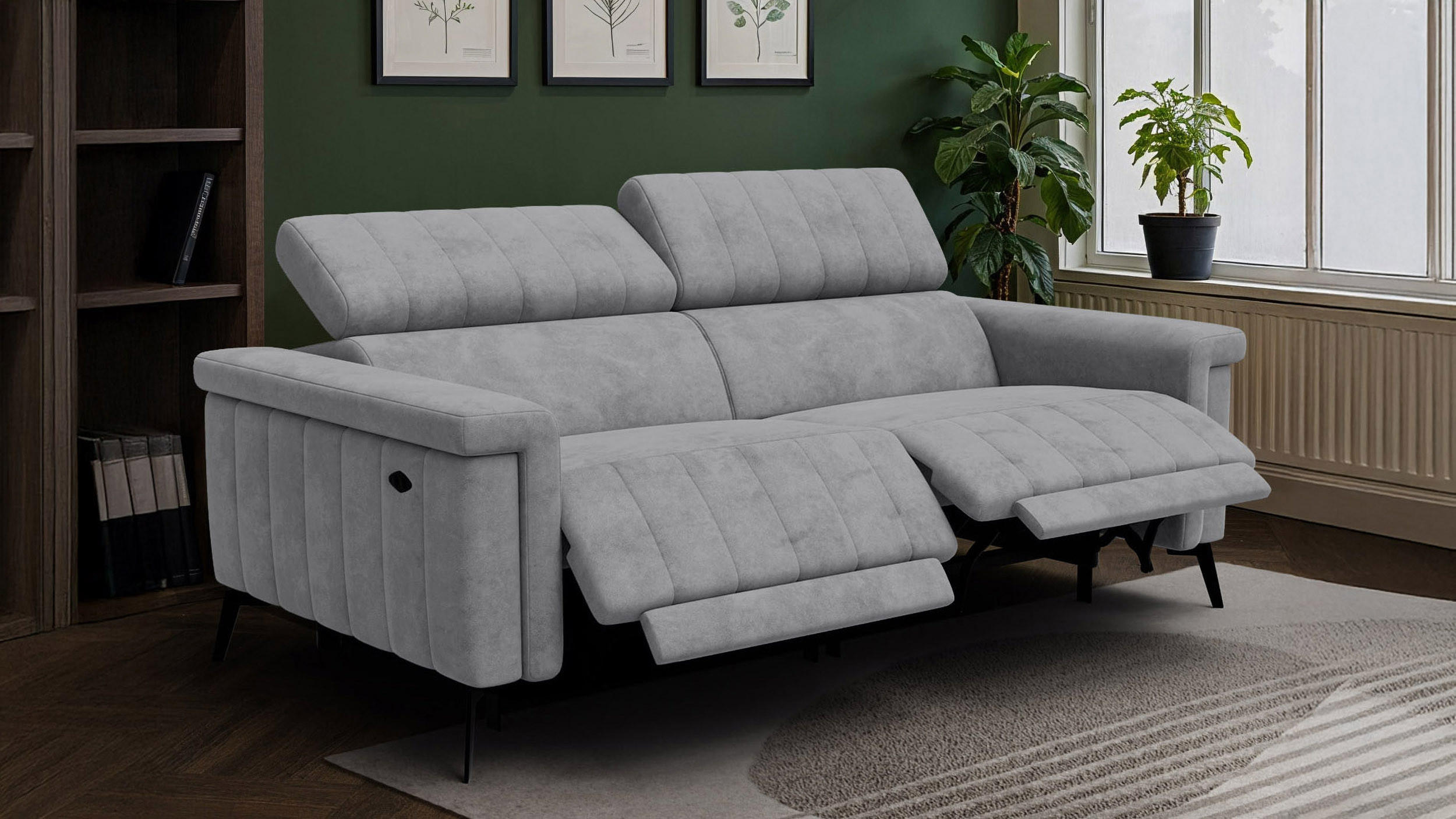 Thumbnail - Courtois Laville Relaxsofa, Grau, Textil, 3-Sitzer, 194x80x105 cm, Wohnzimmer, Sofas & Couches, Sofas, Heimkino Sofas