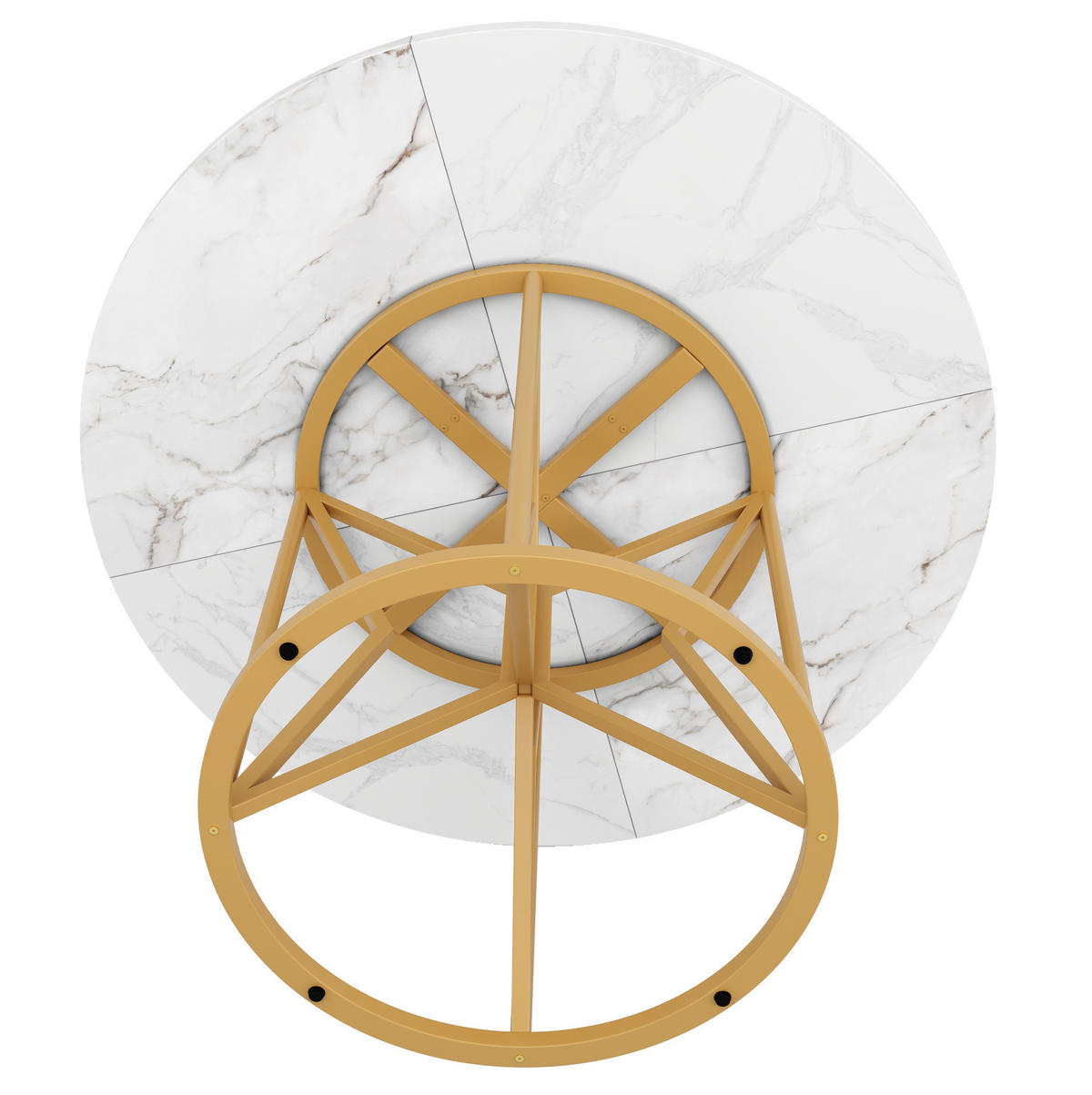 ESSTISCH, MDF in Marmoroptik & Metallgestell, 100/100/76 cm, Goldfarben - Goldfarben, Holzwerkstoff (100/100/76cm) - Redom