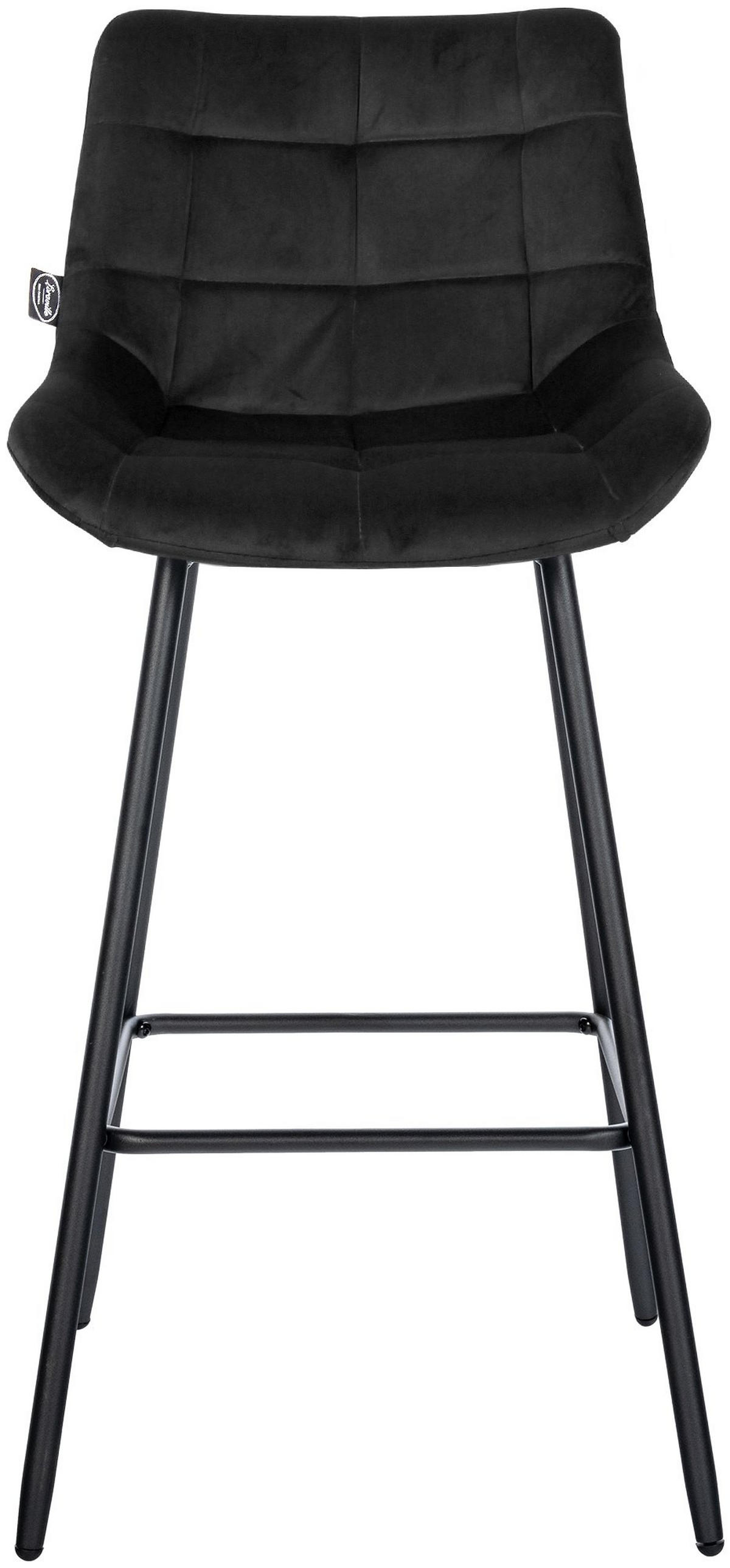 BARHOCKER Samt schwarz - Schwarz, Textil/Metall (49/104/56cm) - CLP