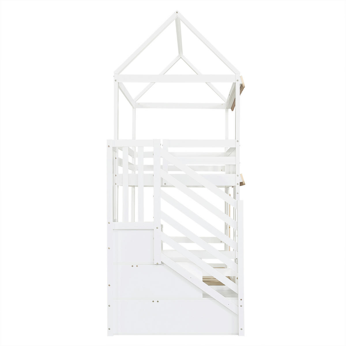 ETAGENBETT 90/200 cm DE-32744 mit Stauraumleiter und Schubladen Weiß - Weiß, Holz (90/200cm) - ComfortXL