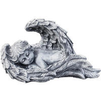 STEINFIGUR Engel im Flügel Grabschmuck frostfest wetterfest - Grau, Stein (18/13/9cm) - stoneandstyle