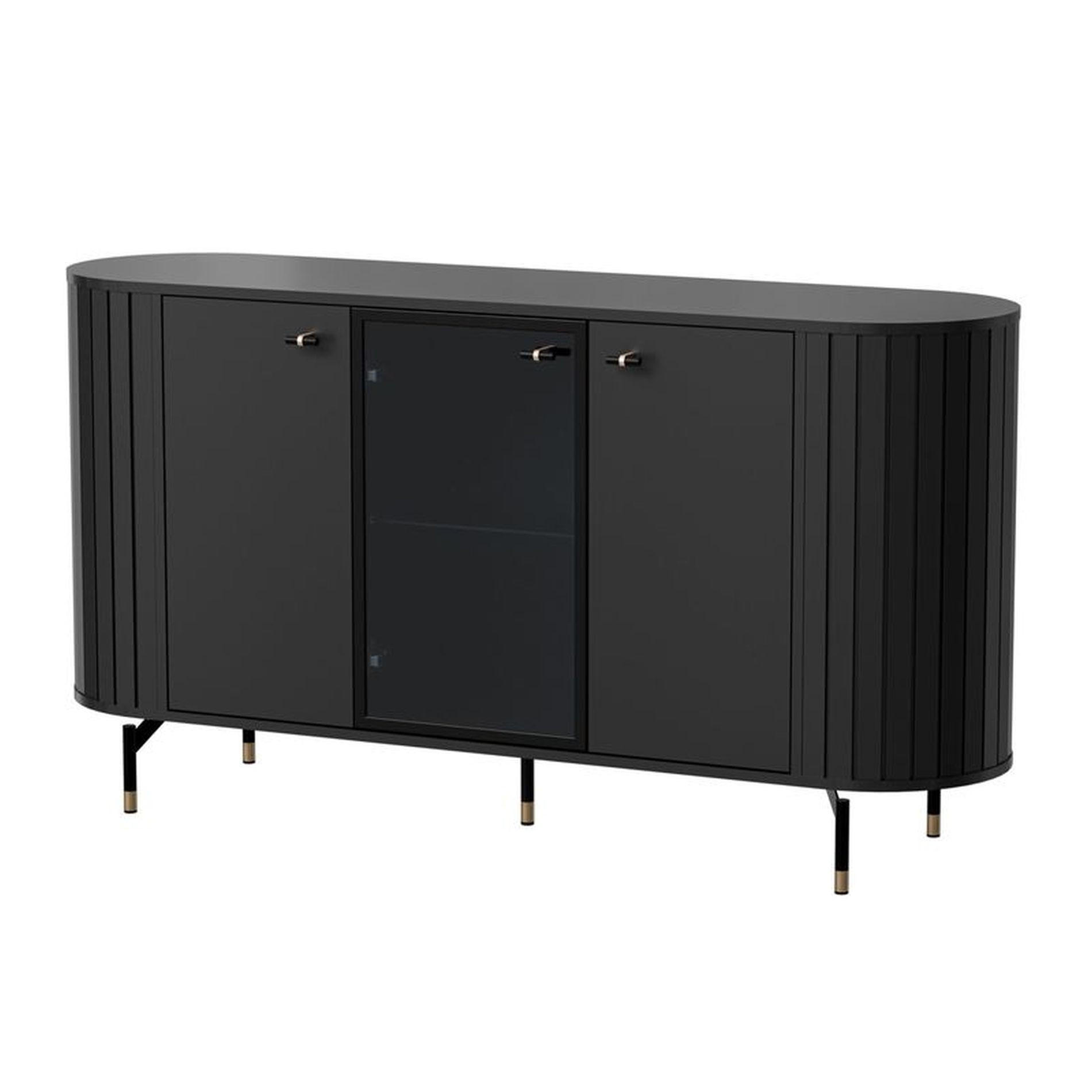 SIDEBOARD Zante Schwarz 150 cm - Goldfarben/Schwarz, Holzwerkstoff/Metall (150/81/40cm) - Selsey