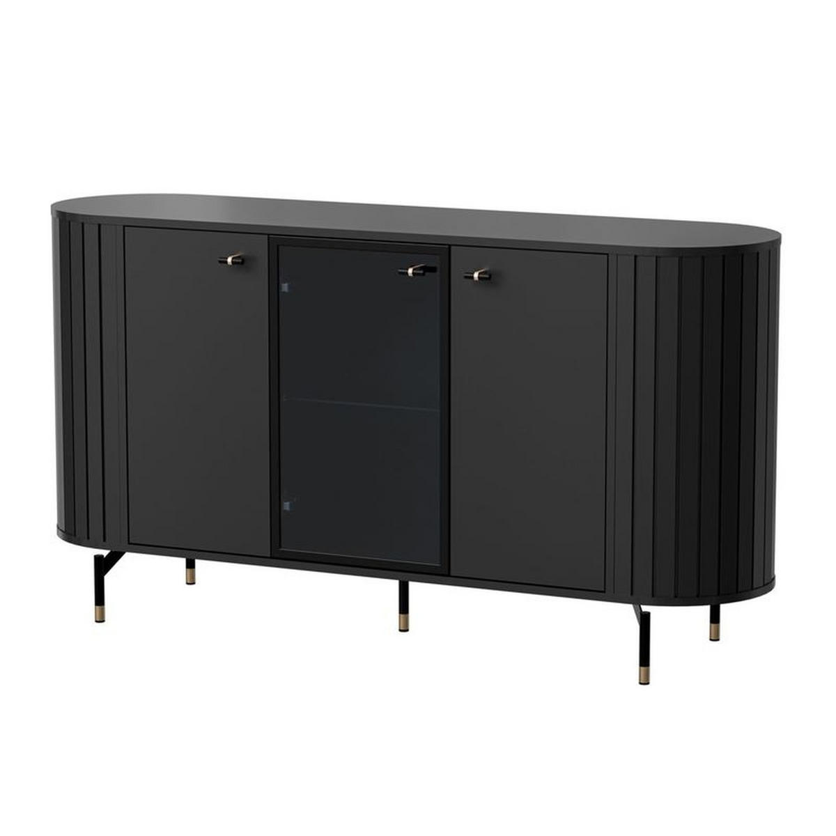 SIDEBOARD Zante Schwarz 150 cm - Goldfarben/Schwarz, Holzwerkstoff/Metall (150/81/40cm) - Selsey