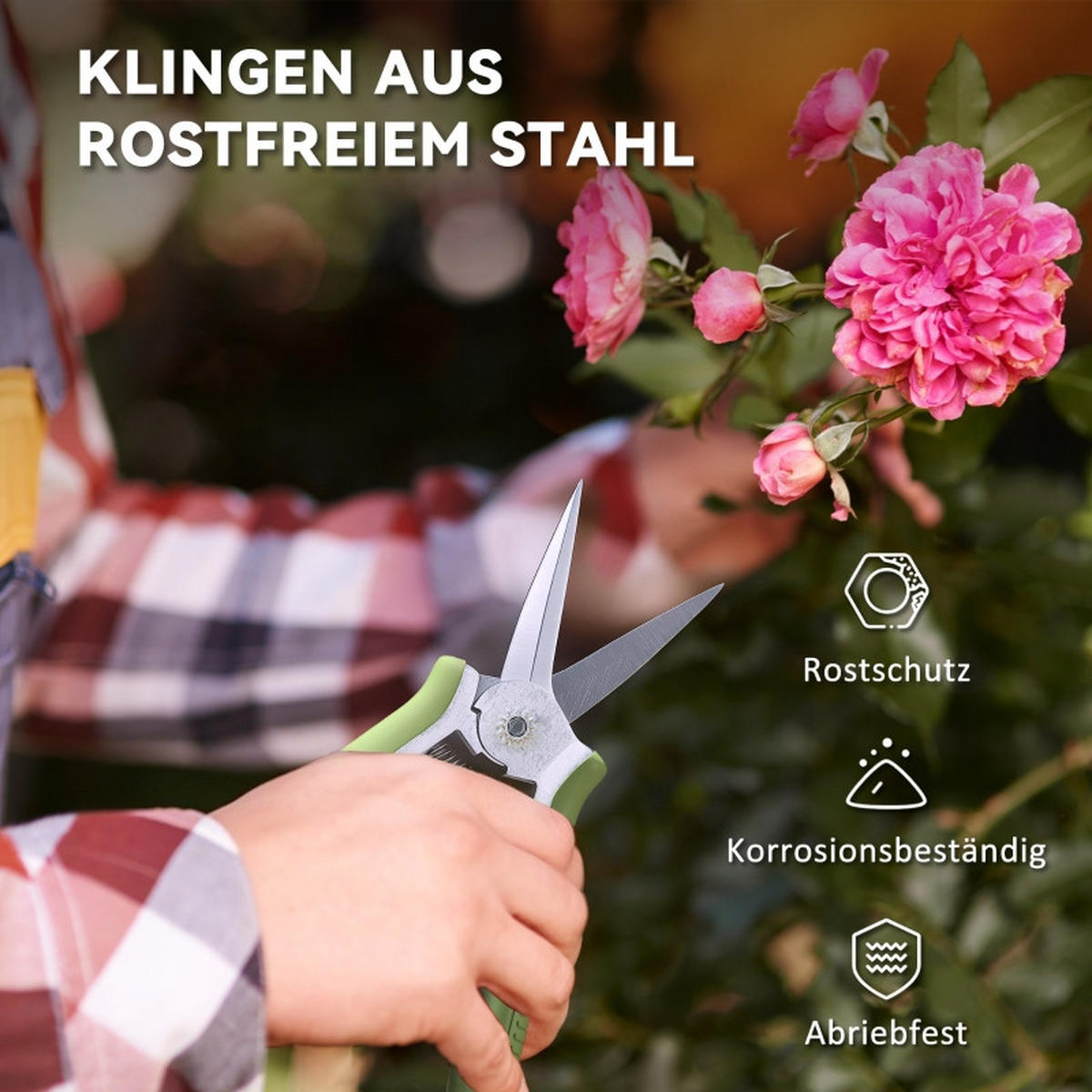 GARTENSCHERE 2 Stück Edelstahl Grün+Silber - Grün, Metall (4.5/1.5/16.5cm) - Kaket