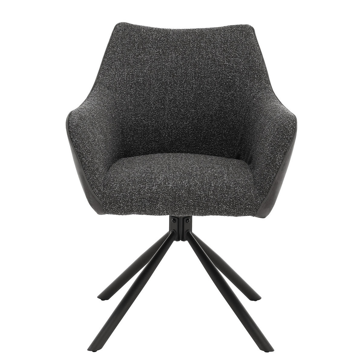 ARMLEHNENSTUHL - Drehbar - Graphitfarben, Textil/Metall (63/87/61cm) - home24
