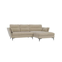 ECKSOFA Mira Beige Samt-Stoff - Beige/Schwarz, Textil/Metall (260/168cm) - S-Style Möbel