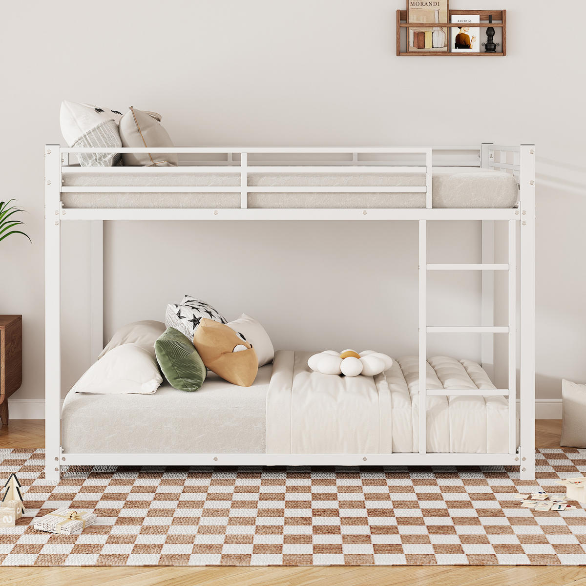 ETAGENBETT 140/200 cm aus Metall in Weiß – platzsparend und kindersicher - Weiß, Metall (140/200cm) - Flora Grace