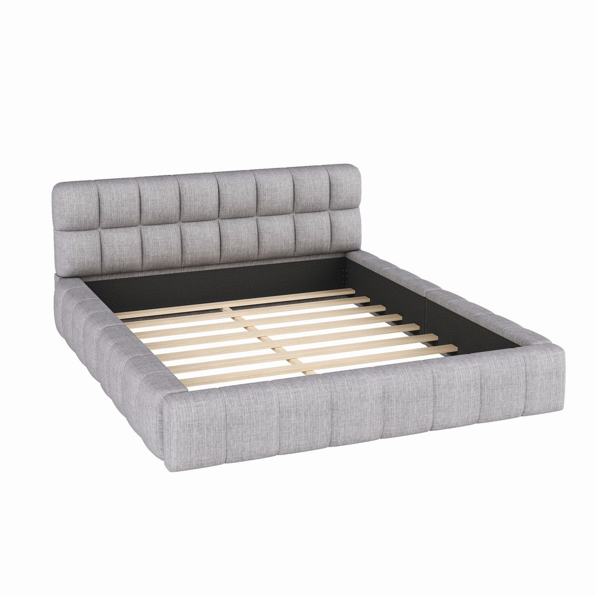POLSTERBETT 140/200 cm grau mit Rückenlehne und stabilem Lattenrost - Grau, Textil (140/200cm) - OKWISH