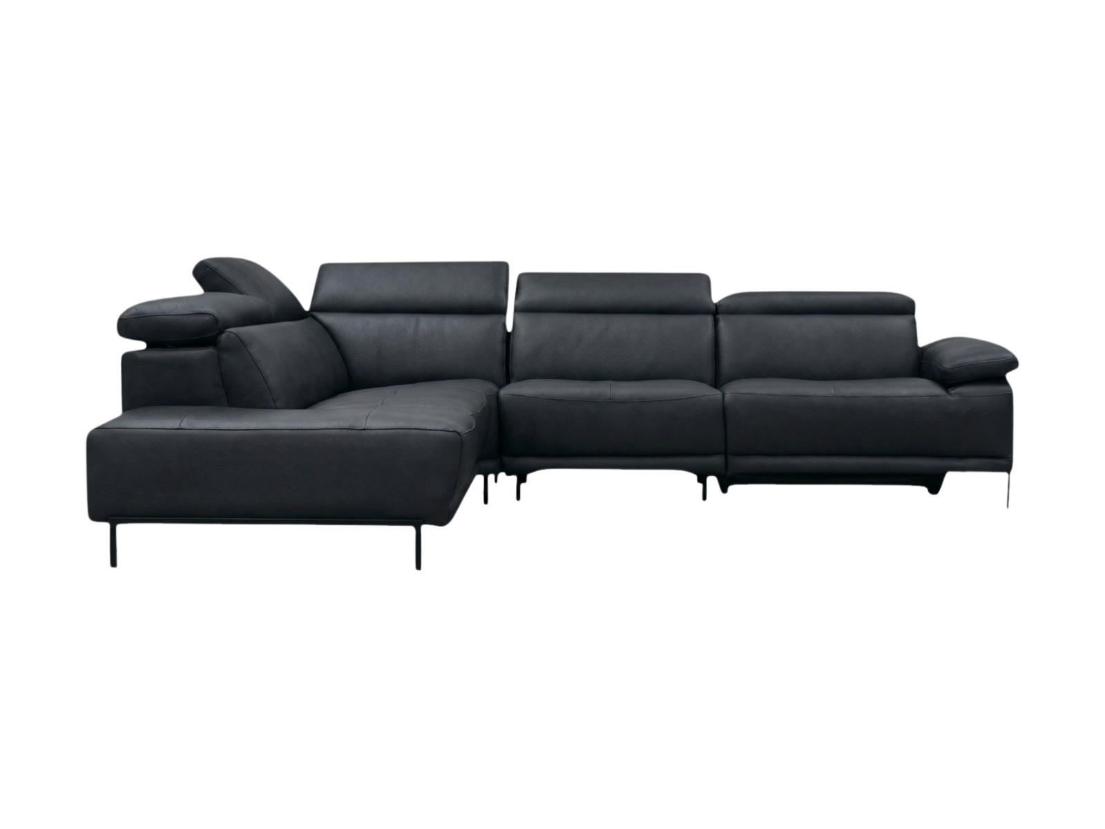 ECKSOFA Linus Echtleder Schwarz - Schwarz, Leder/Metall (220/262cm)