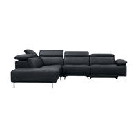 ECKSOFA Linus Echtleder Schwarz - Schwarz, Leder/Metall (220/262cm)