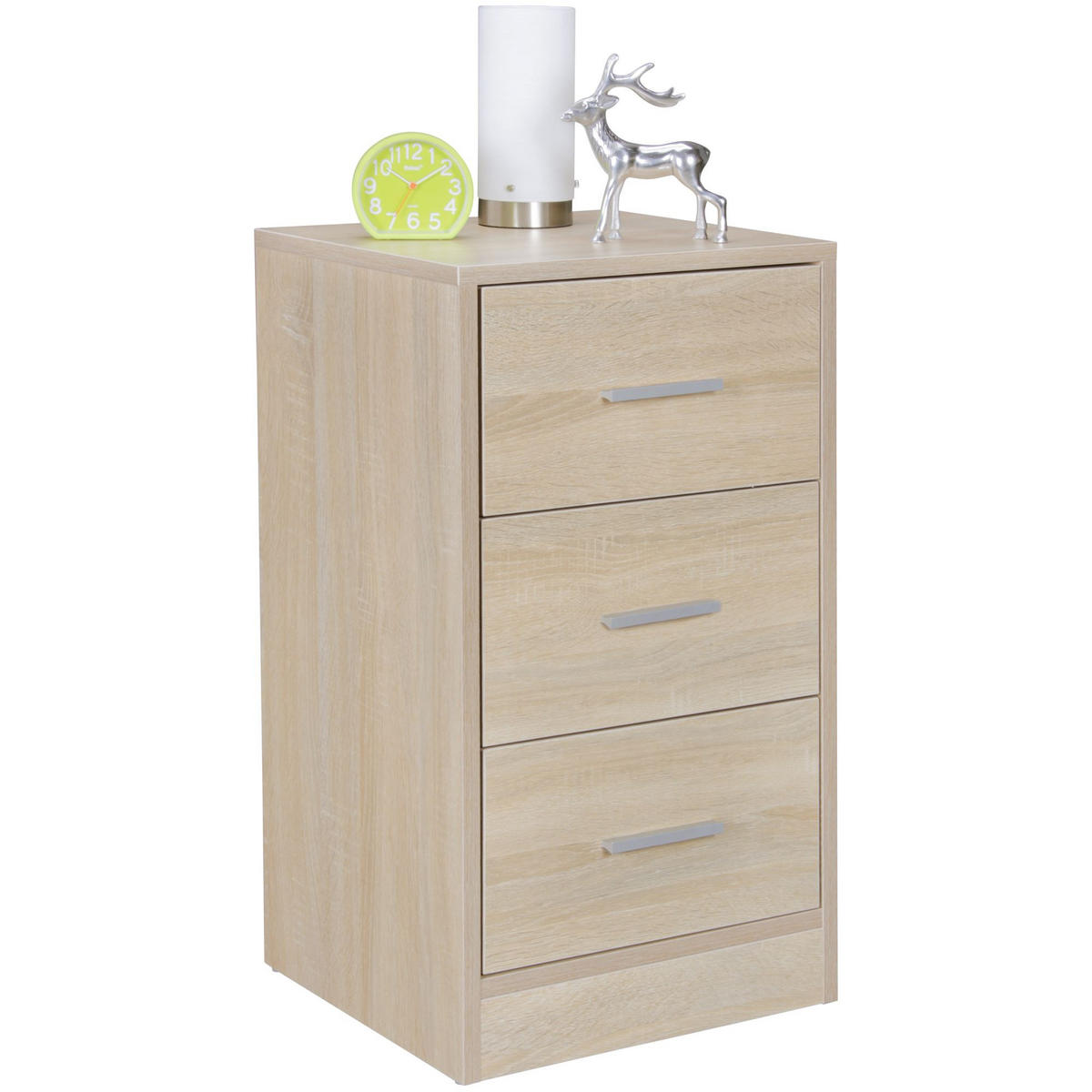 NACHTTISCH Holz 3 Schubladen Melaminbeschichtet Modern, Beige 38x35x68 cm - Beige, Holz/Kunststoff (38/68/35cm) - KADIMA DESIGN