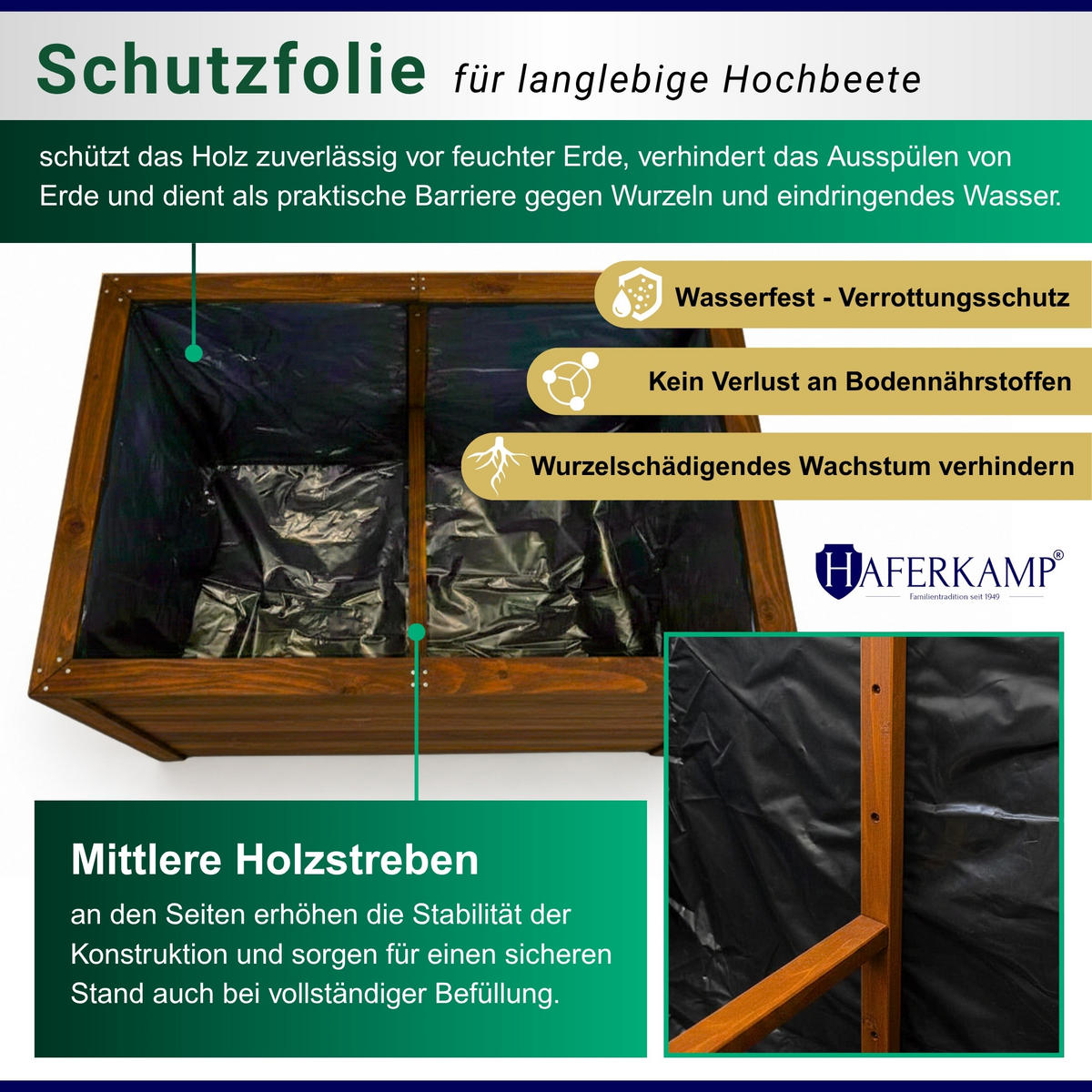 HOCHBEET HARZ aus Holz mit Schutzfolie 90x170x84 cm Außenbereich Braun Holz - Braun, Holz (170/90/84cm)