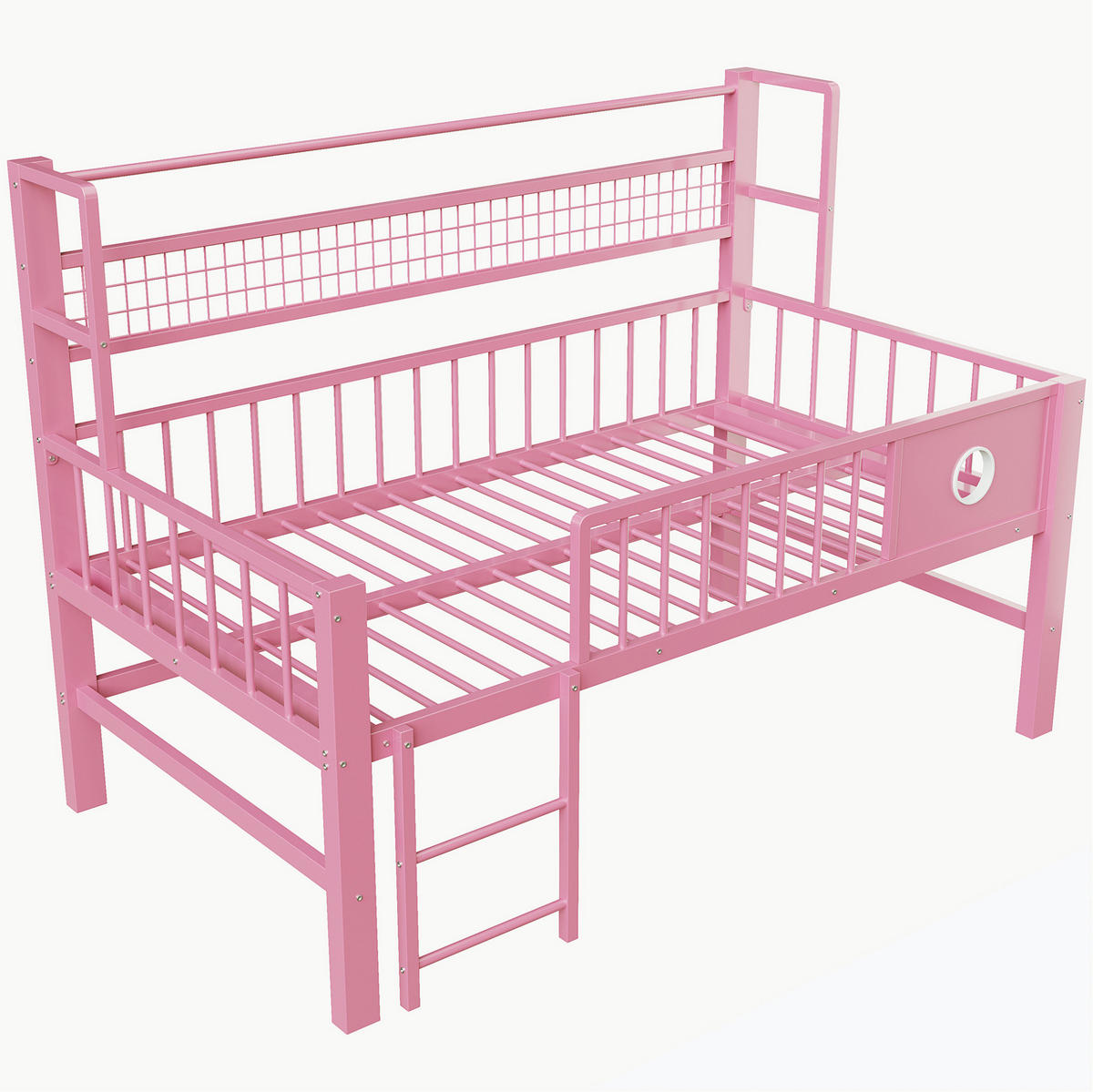 KINDERBETT 90/200 cm aus Metall in Rosa mit Stauraum und Kleiderstange - Rosa, Metall (90/200cm) - Flora Grace