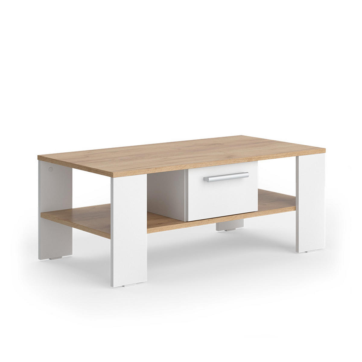 COUCHTISCH Wilmut Goldkraft Eiche/Weiß 89.8 x 46.4 cm mit Schublade - Honigeiche/Weiß, Holzwerkstoff (46.4/89.8/35.8cm) - Vicco