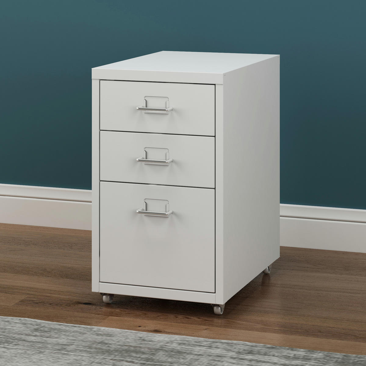 ROLLCONTAINER Kökar - Weiß, Metall (28/48/41cm) - [en.casa]