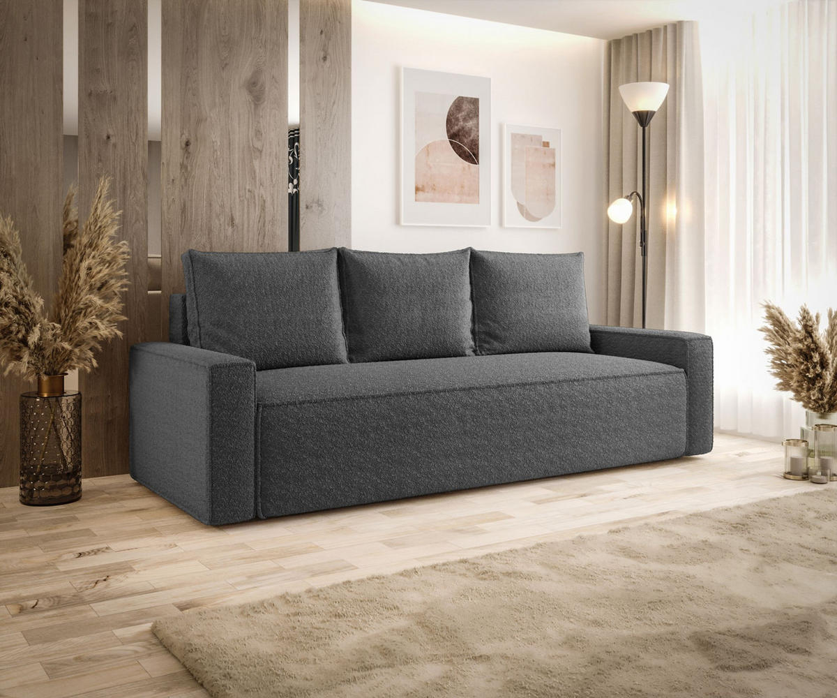 SOFA mit Schlaffunktion SAVIO Quelle 92 - Dunkelgrau, Textil (232/90/90cm) - Bedante