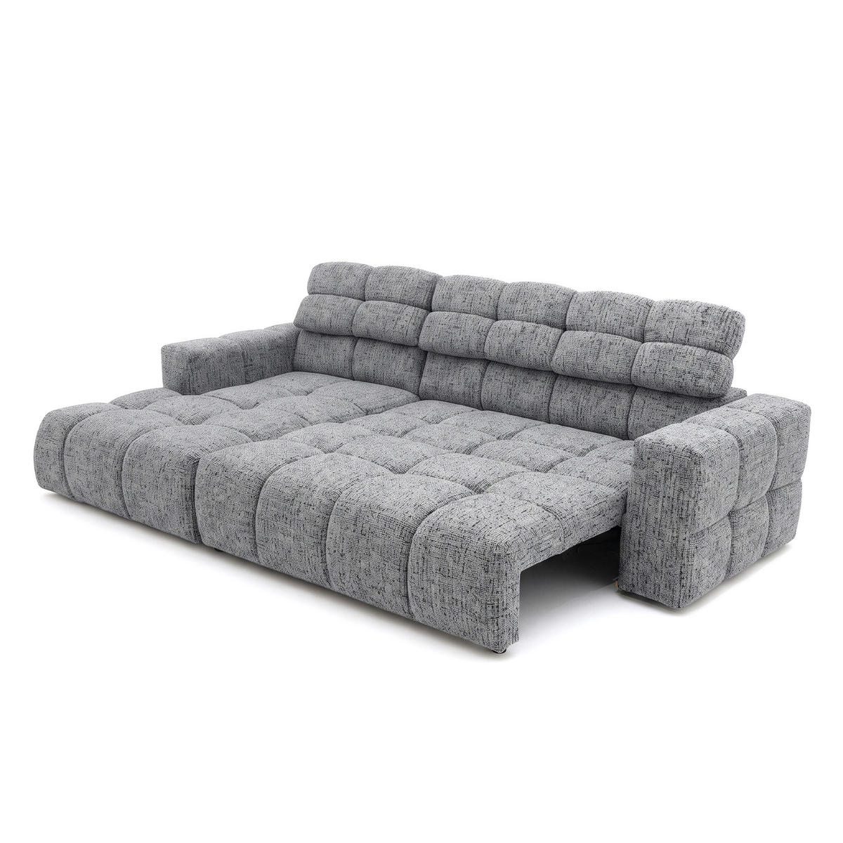 ECKSOFA TENDER Links mit Schlaffunktion und Verstellbare Kopfstützen, Chenille grau - Schwarz/Grau, Holz/Kunststoff (315/176cm) - Muffo