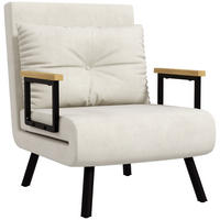 SCHLAFSESSEL, Einzelsofa mit Bettfunktion, Relaxsessel mit Rückenkissen Creme - Creme/Schwarz, Holz/Textil (63/81/73cm) - HOMCOM