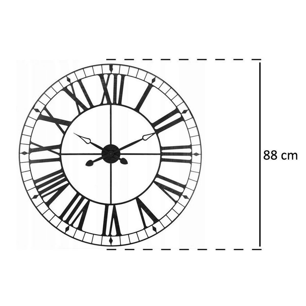 RETRO-HÄNGEUHR mit römischen Ziffern 4,5/88/88 cm - Schwarz, Metall (88/88/4.5cm) - Atmosphera Createur d´interieur