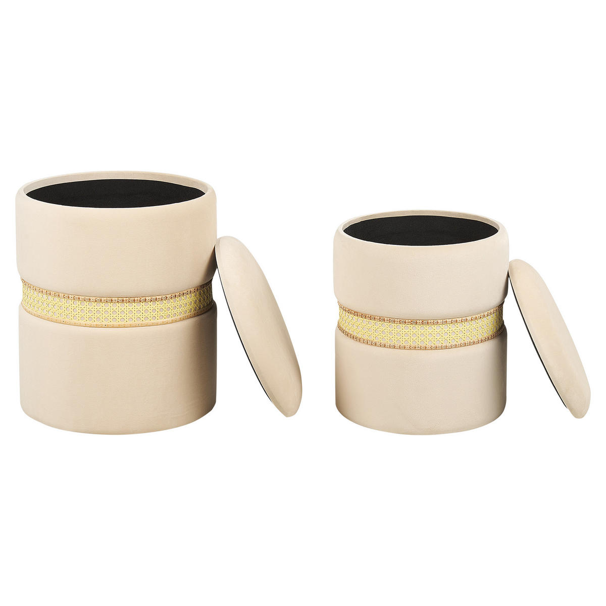 TABURE Medford 30-34/30-34/38-43 cm - bež, tekstil (30/38/30cm) - Beliani