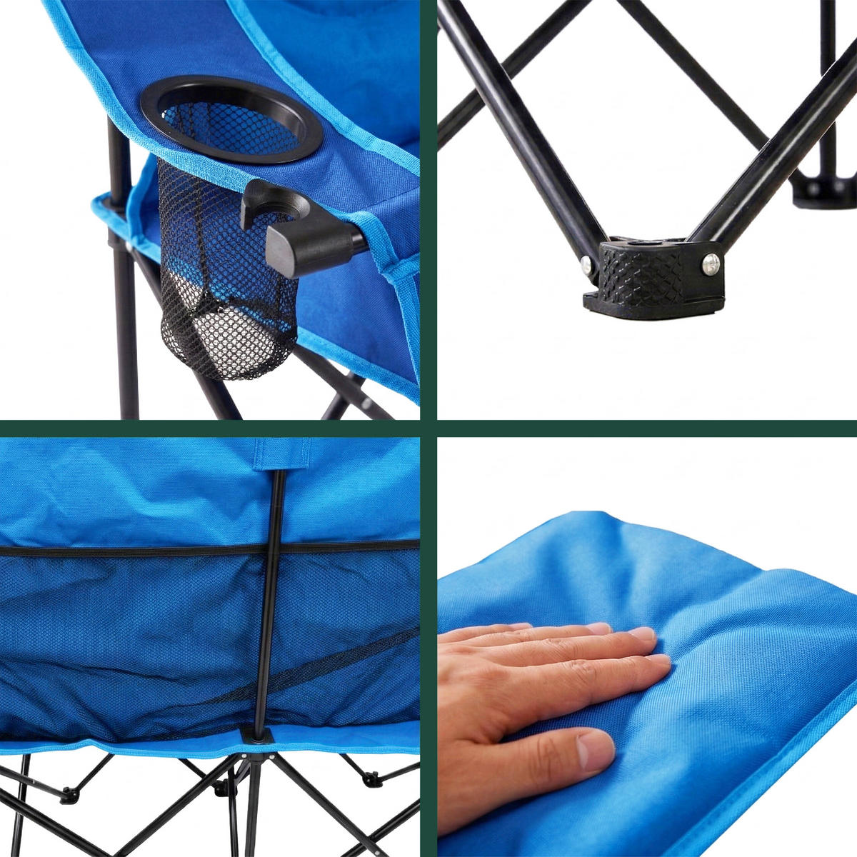 CAMPINGBANK Blau klappbar 2-Sitzer - Blau, Kunststoff/Textil (139/95/53cm) - Relaxdays
