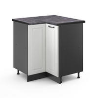 ECKUNTERSCHRANK R-Line Weiß Landhaus 75.6 cm, AP Anthrazit - Anthrazit/Weiß, Holzwerkstoff (75.6/81.6/60cm) - Vicco