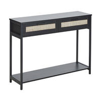 KONSOLENTISCH Rattan schwarz/beige 2 Schubladen Opoco - Beige/Schwarz, Holzwerkstoff (30/100/75cm) - Beliani