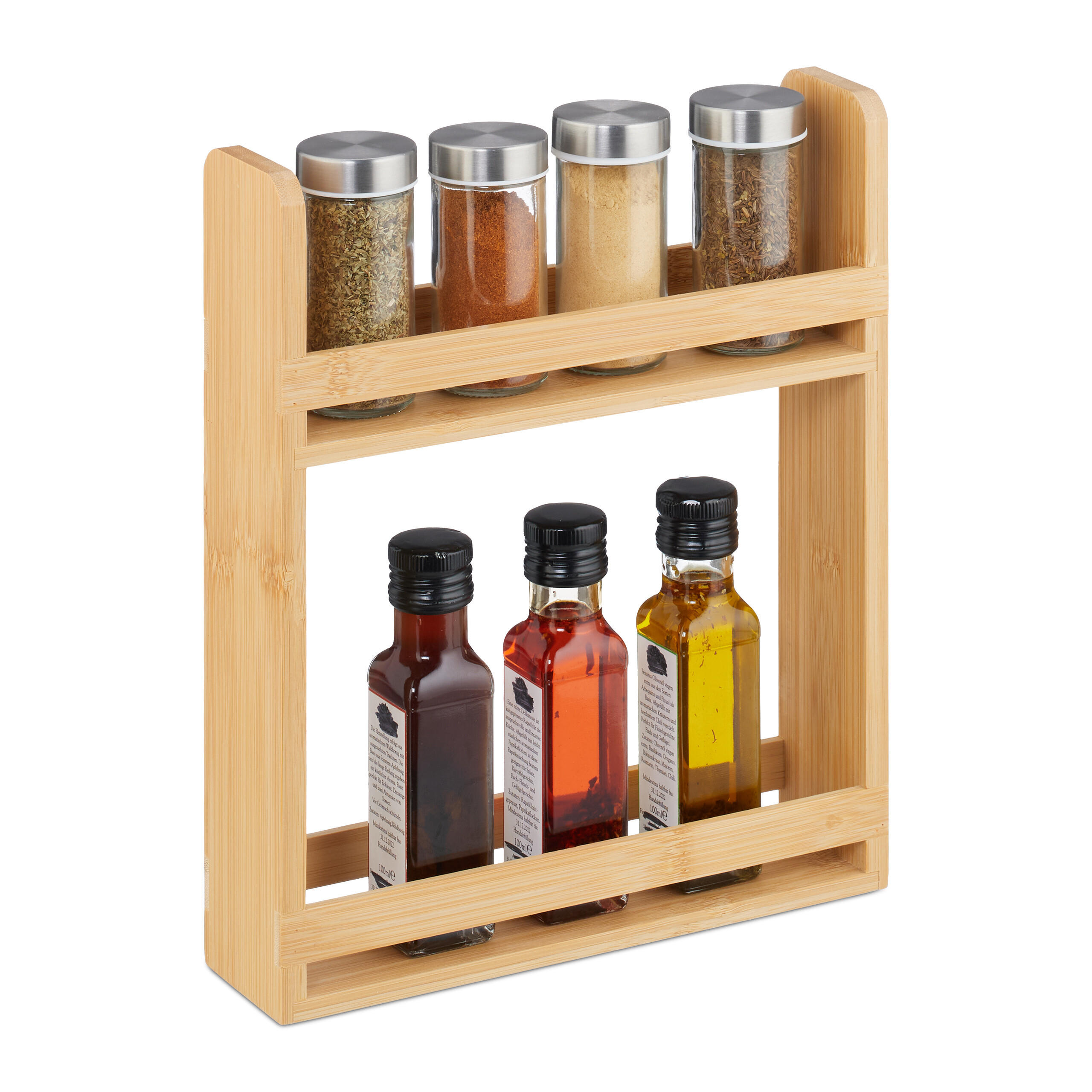 GEWÜRZREGAL - Hellbraun/Naturfarben, Holz (25.5/30.5/6.5cm) - Relaxdays