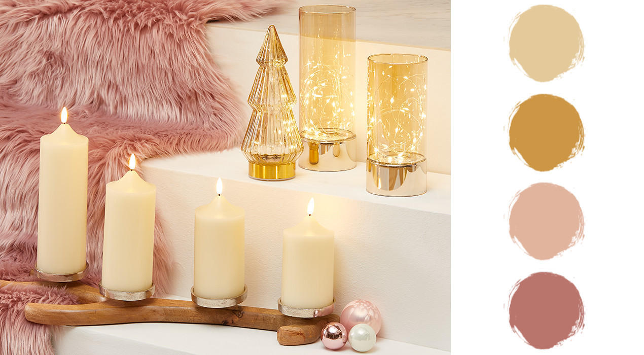 Weihnachtliche Dekoration in rosa Tönen