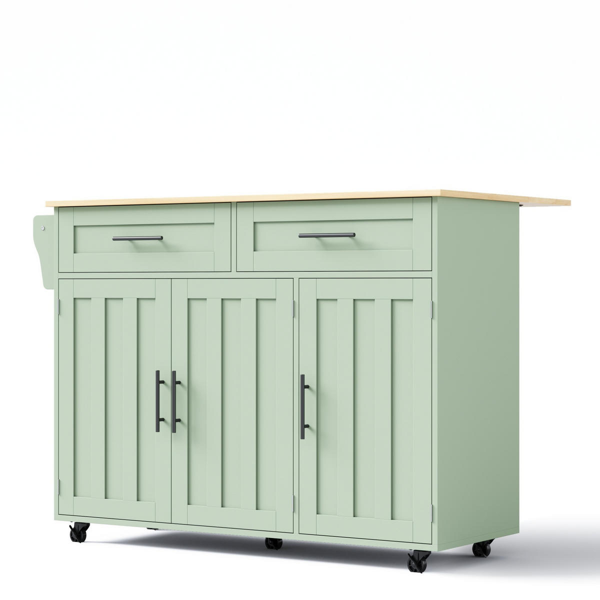 KÜCHENWAGEN mit Klappplatte 129 x 71 x 91,5 cm Antique Green - Grün, Holz (46/91.5/120cm) - Beauniv