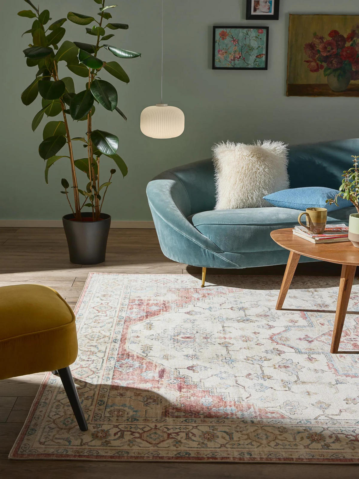 VINTAGE-TEPPICH Miray waschbar 120/170 cm - Rot/Multicolor, Kunststoff (120/170cm) - benuta Nest