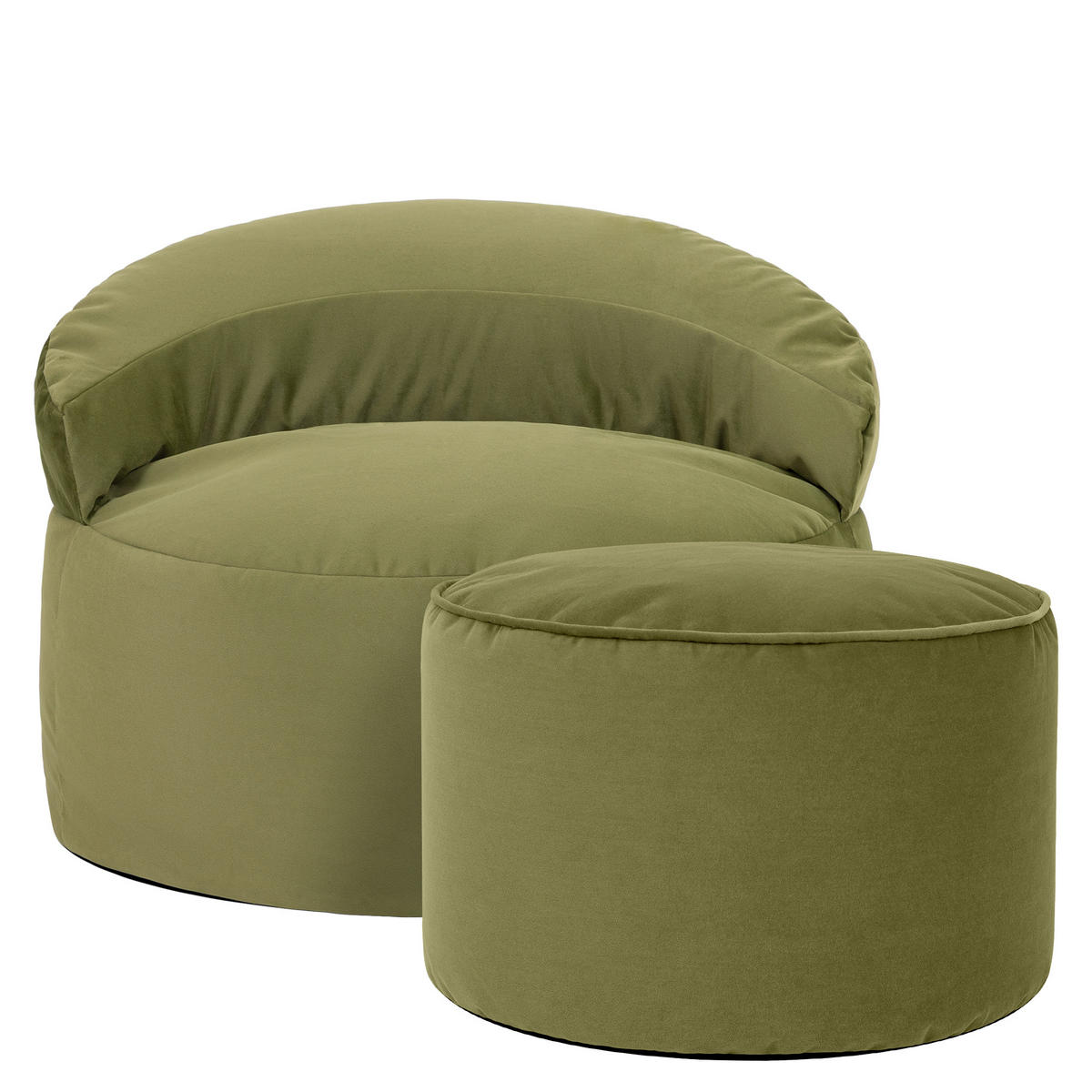 SITZSACK mit rundem Hocker Orb - Olivgrün, Textil (86/61/86cm) - icon