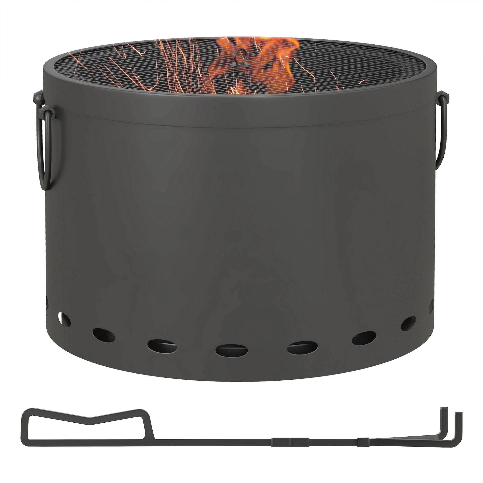 FEUERSCHALE, Metall, Dunkelgrau - Dunkelgrau, Metall (38/27/38cm) - Outsunny
