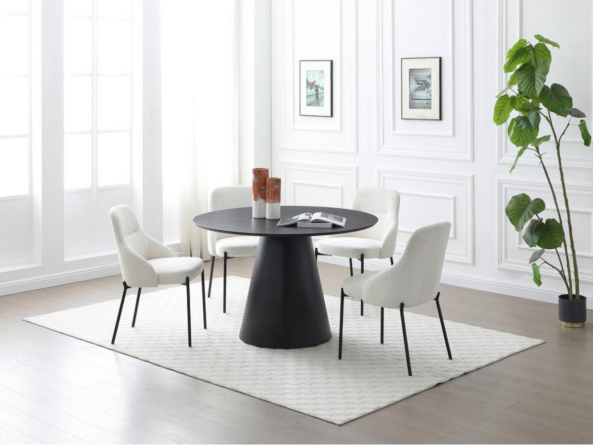 ESSTISCH rund - 4 Personen - Eichenfurnier - Schwarz - BURSANA - Schwarz, Holz (120/120/75.5cm) - Vente-Unique