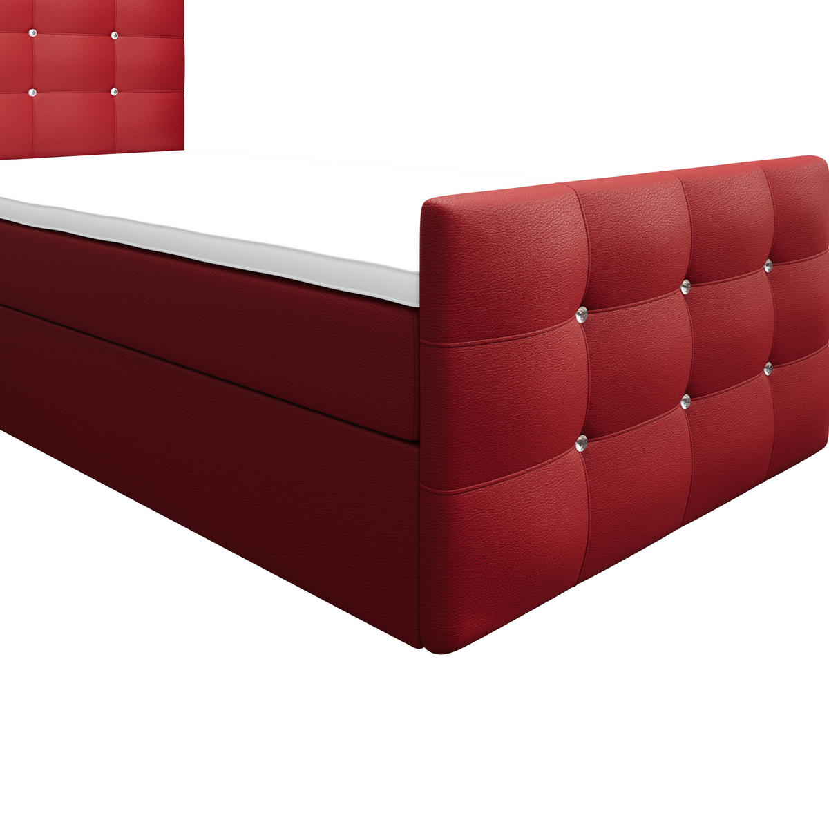 BOXBETT KLEO 100x200, mit Matratze H3 und Topper, Madryt 160 - Rot, Holz/Kunststoff (100/200cm) - Bedante