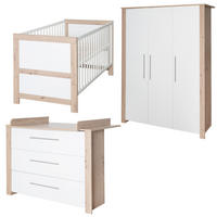 BABYZIMMER-SET Ira 3-teilig - Silberfarben/Weiß, Holzwerkstoff/Metall (76/82/142cm) - Roba