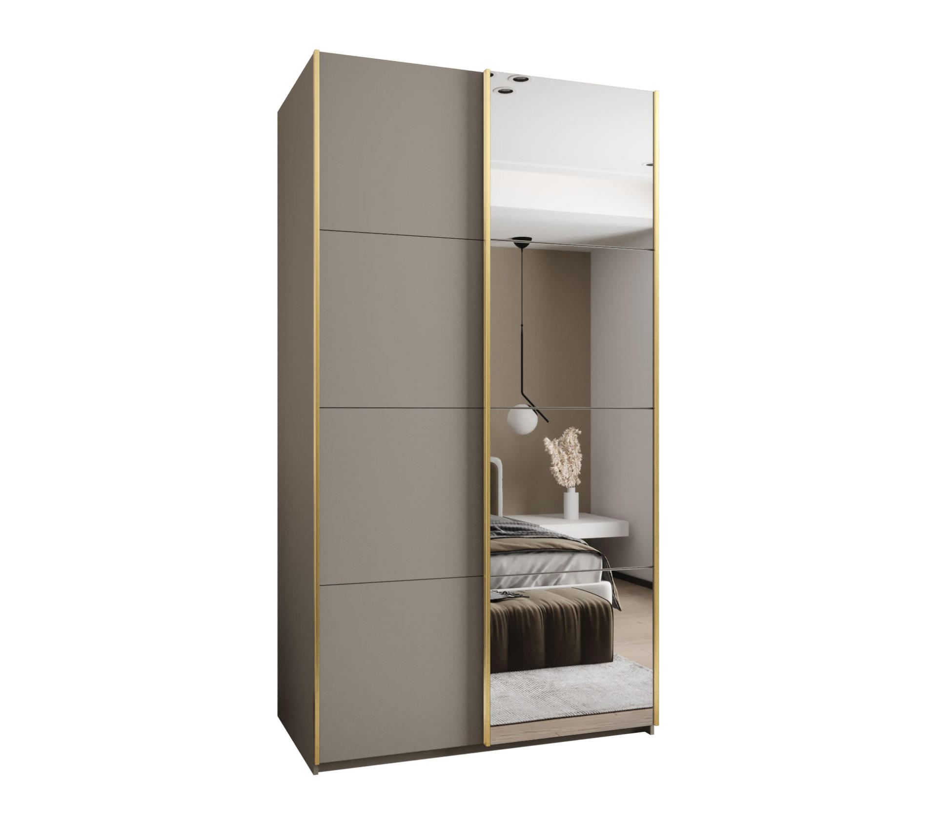 Abiks Möbel Schwebetürenschrank Kaschmir, Kaschmir, Gold 130x245x64 cm