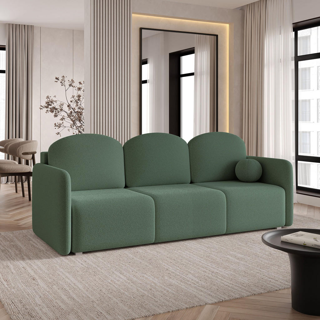 Thumbnail - Masseno Bettsofa, Grün, Textil, 3-Sitzer, 90x85x220 cm, Wohnzimmer, Sofas & Couches, Schlafsofas