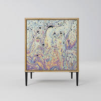 SIDEBOARD MOSAIC OF COLORS, Eichefarben, 57,5x42x72,5 cm, Schwarze Metallfüße - Eichefarben/Multicolor, Holzwerkstoff/Metall (57.5/72.5/42cm) - SpaceRebels