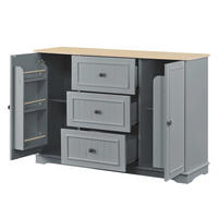 SIDEBOARD mit 3 Schubladen und Küchentüren, Grau - Grau, Holzwerkstoff (126/86/40cm)
