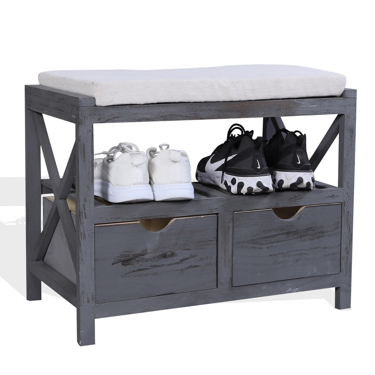 SITZBANK Grau 34/65/43 cm - Grau, Holz (34/43/65cm) - Mobili Rebecca