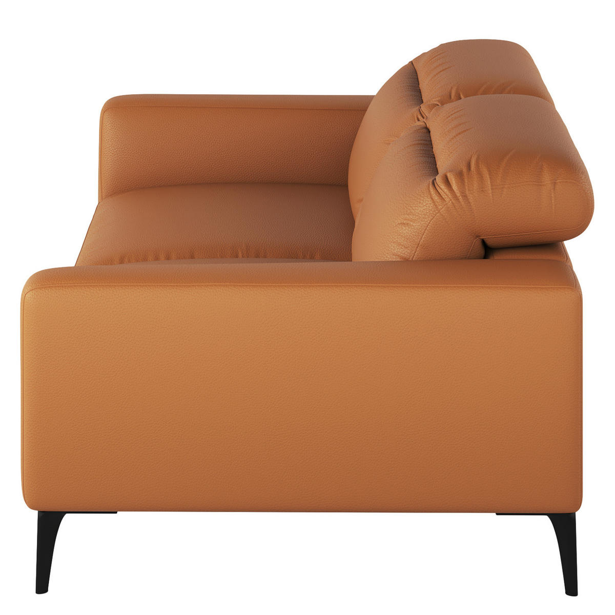 2-SITZER SOFA - Cognac/Schwarz, Leder/Metall (170/73/107cm) - home24