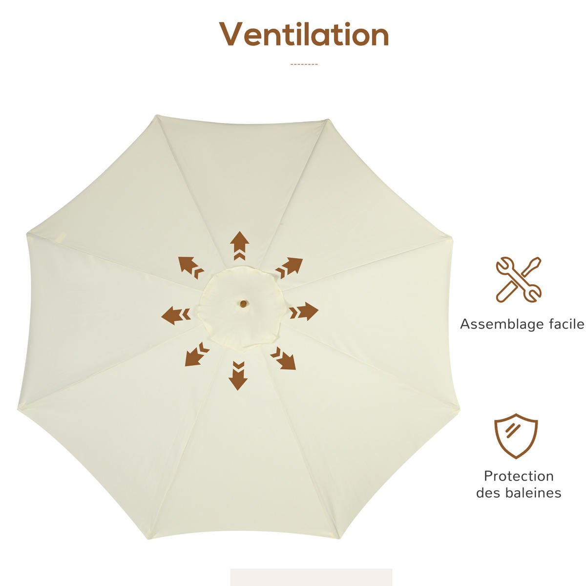 SONNENSCHIRM DE-11419 rund, Bambus, Ø 3 m Beige - Beige, Holzwerkstoff (325/325cm) - ComfortXL