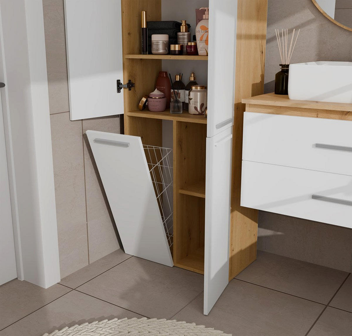 HOCHSCHRANK Benni - Beige, Holzwerkstoff (60/174/30cm) - kommodly