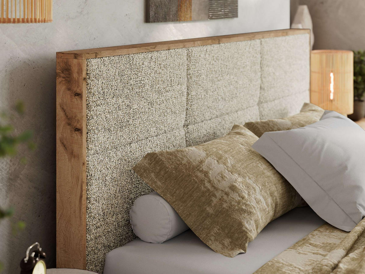 POLSTERBETT LERIO CLASSIC 160/200 - Beige Strukture - ohne Matratze - Beige, Textil (160/200cm) - MKS