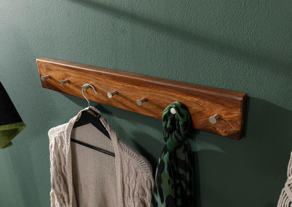 WANDGARDEROBE Sheesham 70x5x10 walnuss gewachst TORONTO #240 - Walnussfarben, Holzwerkstoff (70/10/5cm)