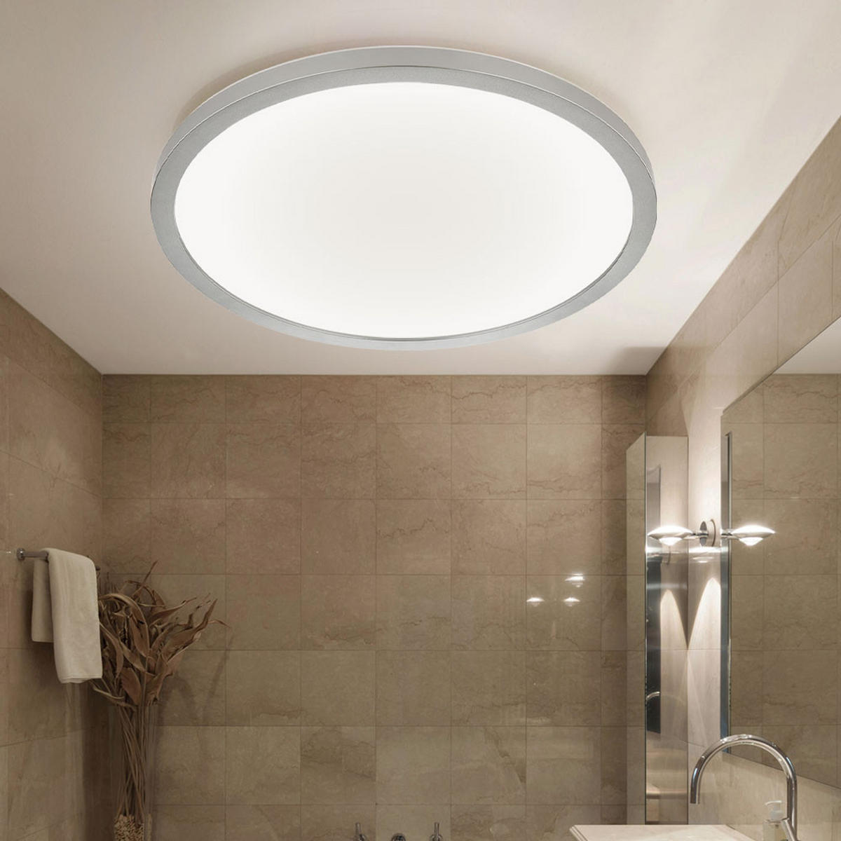 LED DECKENLEUCHTE Sapana Weiß Opal - Weiß, Kunststoff (42/42/2.5cm) - Globo Lighting