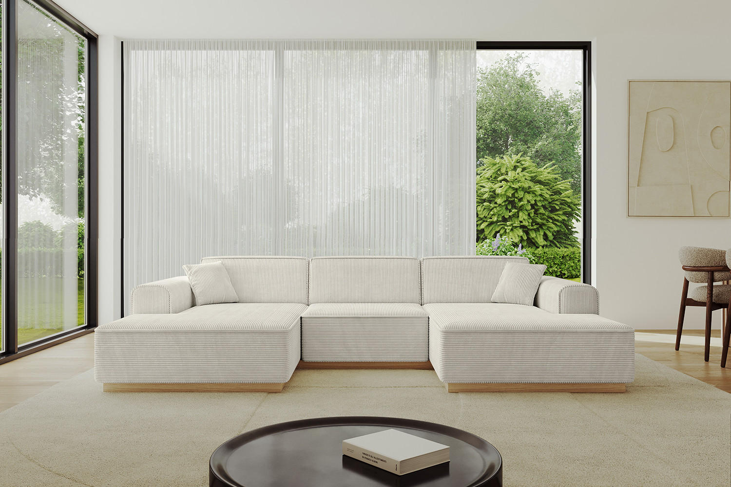 WOHNLANDSCHAFT IREA-U1-v2 - 297x165x81 cm Hellgrau - Hellgrau, Holzwerkstoff/Textil (297/81/165cm) - ALTDECOR